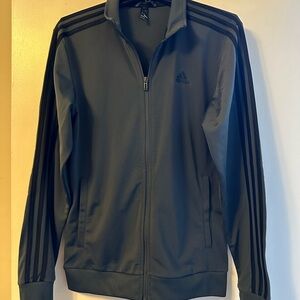 Adidas Dark Gray Track Jacket with Black Stripes